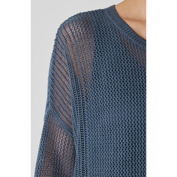 New Eileen Fisher Linen  Sweater Gray Open Stitch Pullover Long Sleeve Sz 1X - Picture 3 of 10